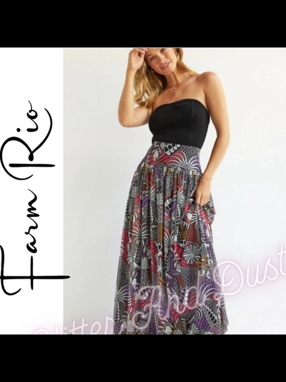 FARM Rio Tropical Maxi Skirt - Green & Blue